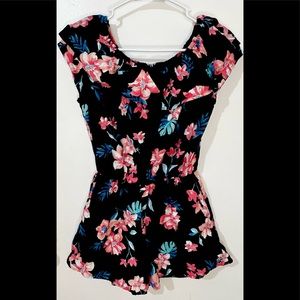 Abercrombie Kids Navy Floral Ruffle Romper